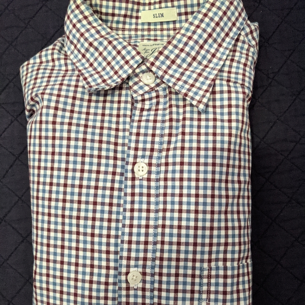 J Crew slim check button up